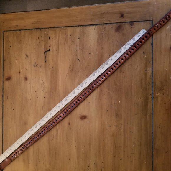 Brown Leather Woven Braided Belt, Men's Size 42, Unisex - Picture 6 of 6